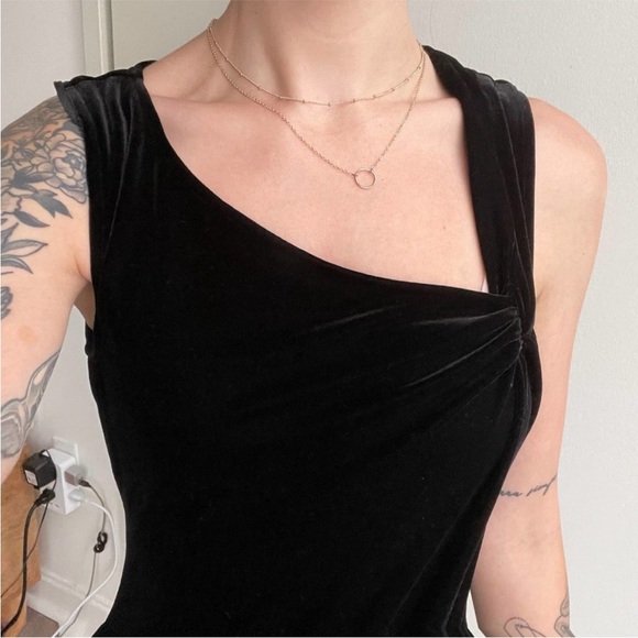 Vintage 80s Amanda Lane Black Velvet Asymmetric Midi Dress Plus Size 16 - Picture 4 of 10